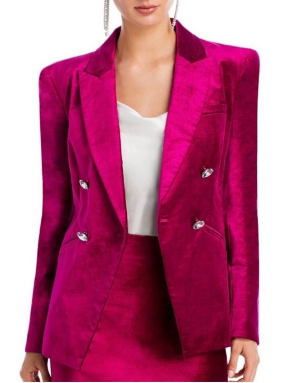 VERONICA BEARD Elam Fuchsia Velvet Dickey Jacket size 6 & Pants size 6